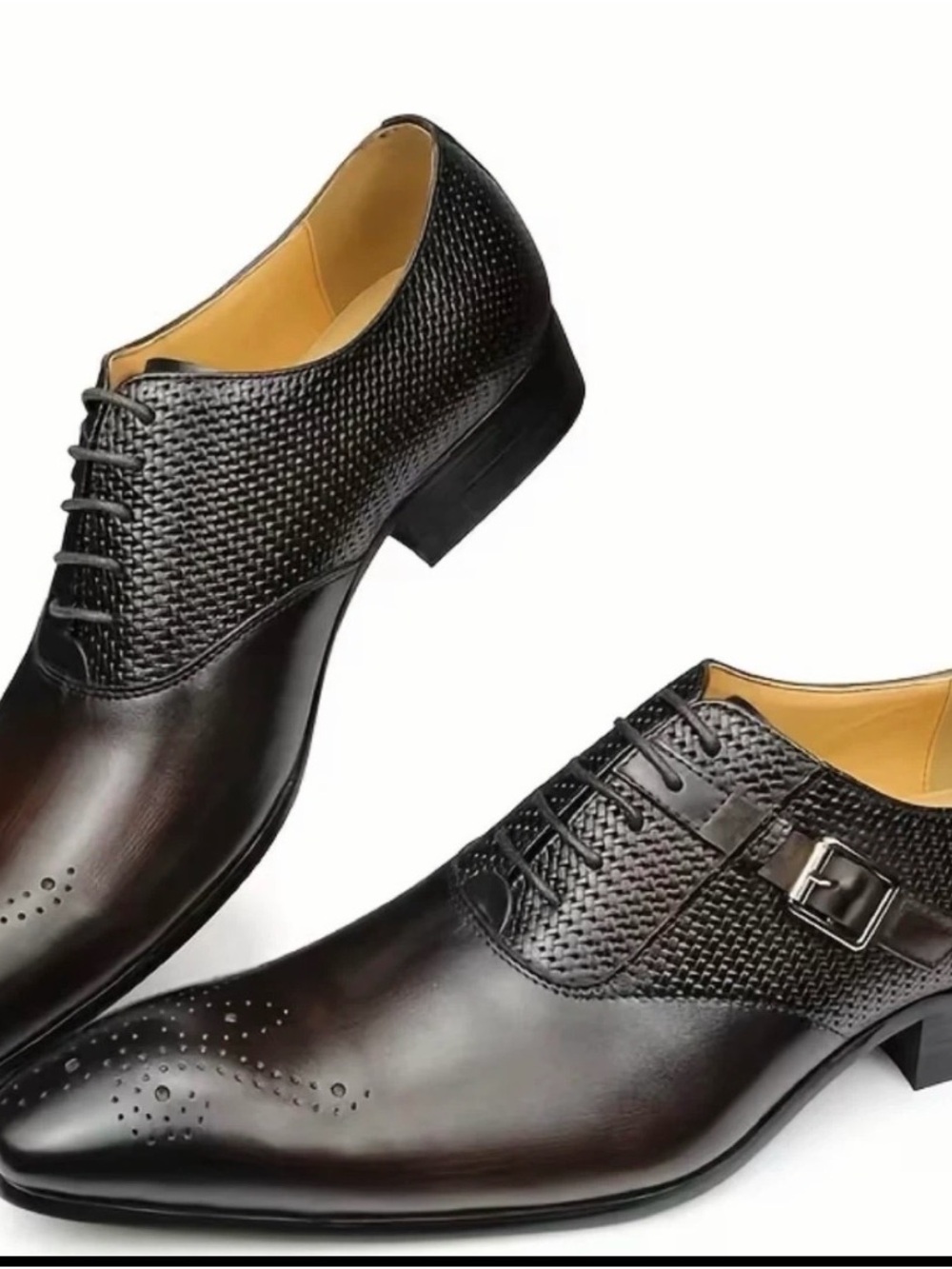 Men's Brown Leather Oxford Dress Shoes - Size 44